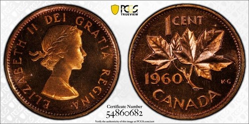 1960 Canada PL One Cent Penny Gem PCGS PL 66 Nice !