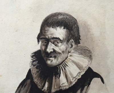 Antique Drawing Portrait Of Keiser Dutch Theater Actor Of The 18th Century
