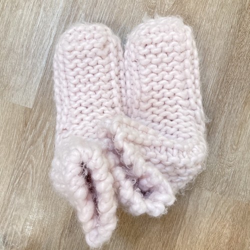 Anthropologie LEMON knit ankle bootie slipper fleece sherpa lined pink size 5/6 - Picture 4 of 9