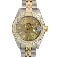 Rolex Datejust 69173 Two-Tone 18KY SS Champagne Diamond Dial & Bezel 26mm Watch