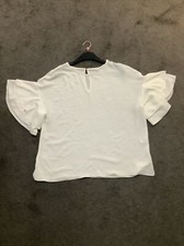 LADIES FLUTED SLEEVE CREAM  TOP SIZE 14 Local Boutique NWOT