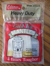 Vintage Coleman Gold Top Heavy Duty Mantles  #21A101G Sealed Pack of 2 Mantles
