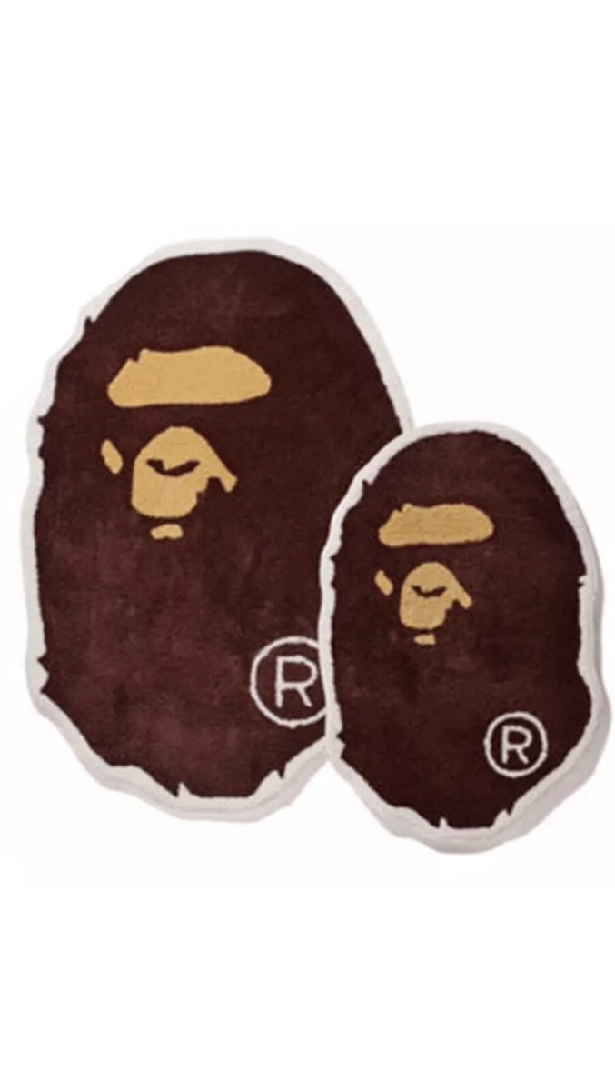 A Bathing Ape Head Rug, Bape Mat, Brown, Made In Japan, Nigo A Bathing Ape Head Rug, Bape Mat, Brown, Made In Japan, Nigo