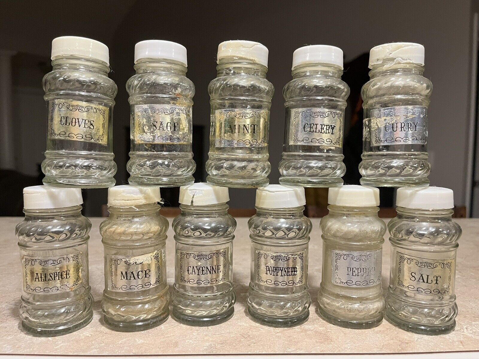 Vintage Spice Jars With Victorian Style Labels (set of 4 x220 ml