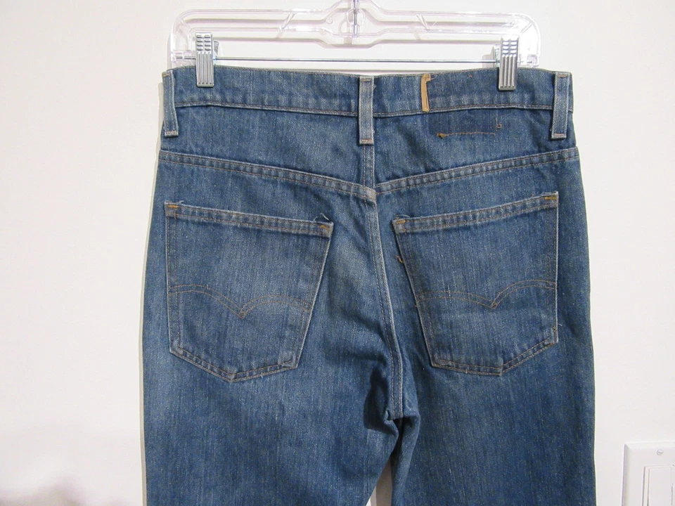 VINTAGE 1970S LEVIS FLARE JEANS W31 L30 ORANGE TAG NO TAGS LEVIS MARK ZIPPER P1 - Image 2 of 4
