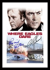 WHERE EAGLES DARE - RICHARD BURTON & CLINT EASTWOOD SIGNED & FRAMED PHOTO PRINT