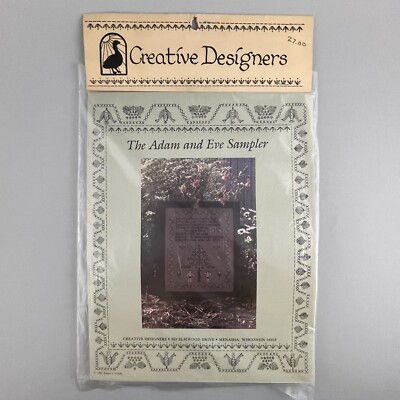 Vintage Creative Designers Adam and Eve Sampler Cross Stitch Kit Susan Coyle NOS