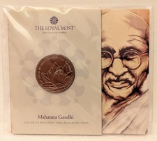 2021 Royal Mint Mahatma Gandhi BU £5 Five Pound Coin Pack Sealed Uncirculated