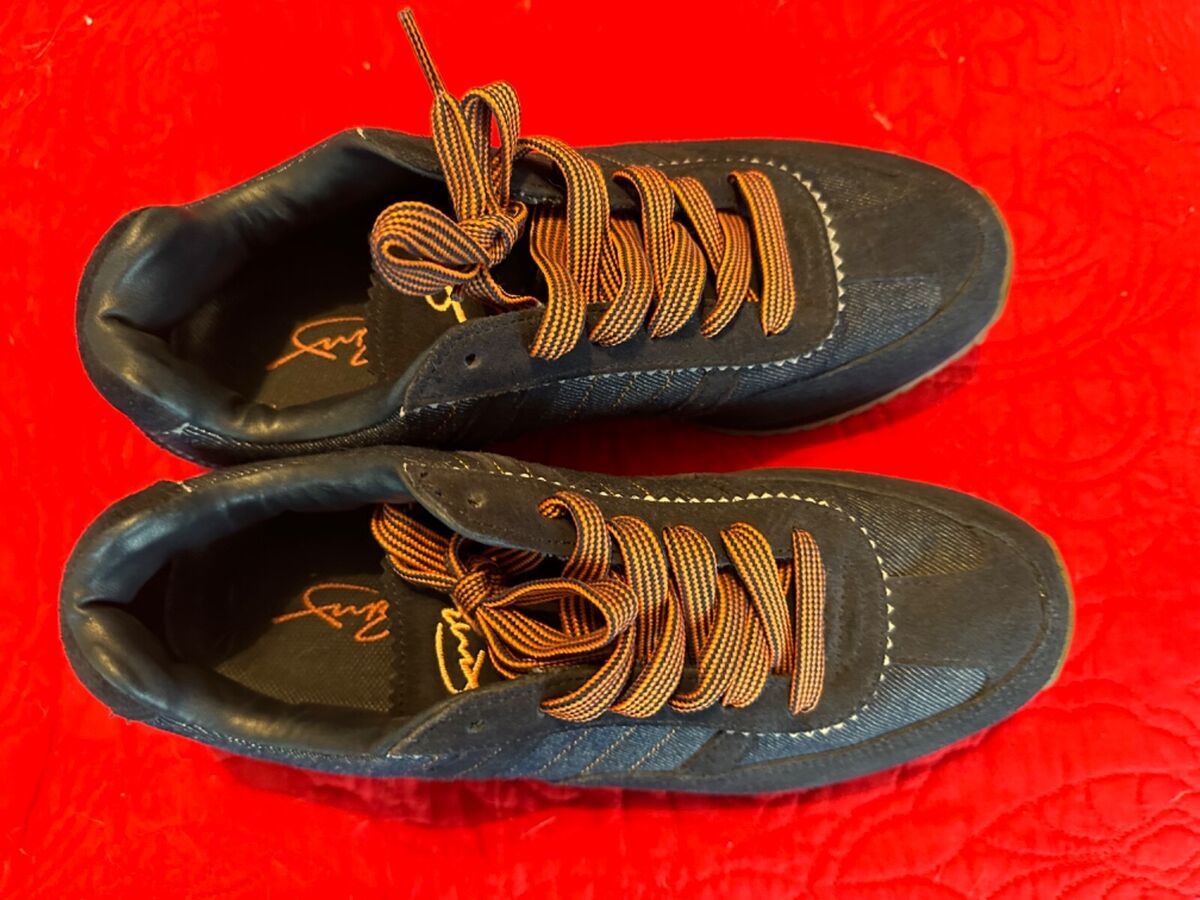 FUBU shoeS sneakers. blue denim & orange mens 8.5 | eBay