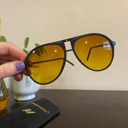 AmberVision Aviator Sunglasses for Night Driving with Yellow Lens Unisex Snow Sports-image