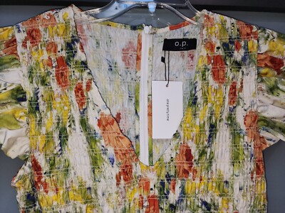 NEW Women's O.P.T. one pretty time FLORAL DRESS yellow green peach Sz Large  | eBay