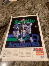 1997 SGA Seattle Seahawks NFL Schedule Football Poster 19X27 Cortez Kennedy HOF