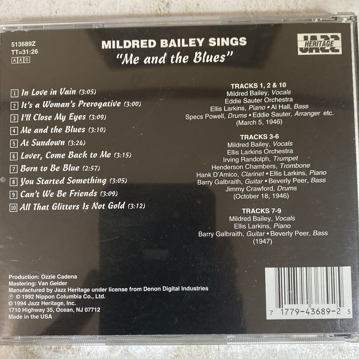 Mildred Bailey SingsMe and the Blues (CD, 1992, Jazz