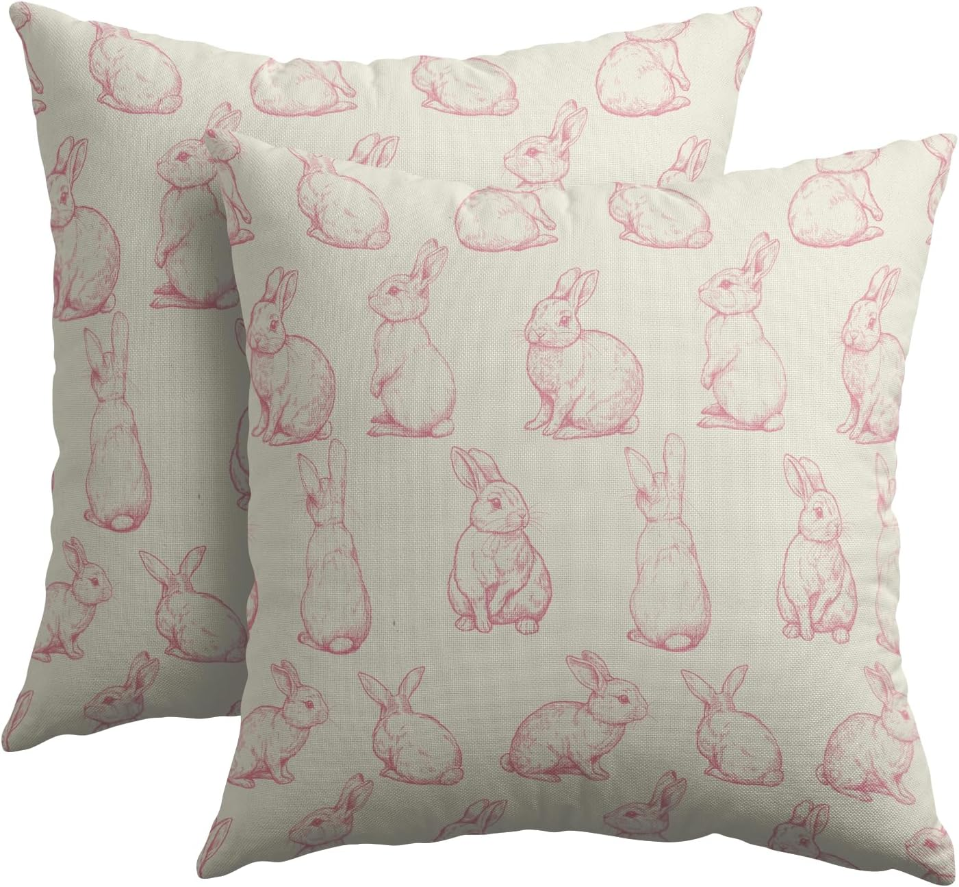 Easter Bunny Vintage Pink Rabbit Rustic 18x18 Throw Pillow Covers Set of 2