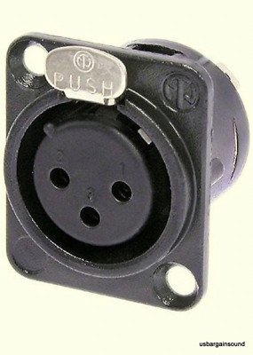 NEUTRIK NC3FD-L-B-1 3-PIN XLR Female D Type Panel Mount - Black w/Gold