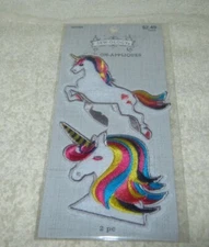Sew-ology - Iron On Patch - Word Love - Rainbow Unicorns - Package of 2 - New