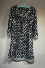 Anthropologie Moth Women 3/4 Sleeve Scoop Neck Textured Pattern Sweater Dress XS