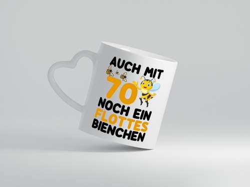 70. Geburtstag | flotte biene noch mit 70 | Biene - Herz Tasse Weiß - Bild 2 von 4