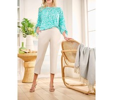 Susan Graver Size 4X Regular LK Fusion Pull-On Crop Pant SANDSTONE A590692