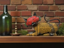 Rustic Small 5.25" x 7.75" Recycled Colorful Scrap Metal Laying Cat Kitty Home