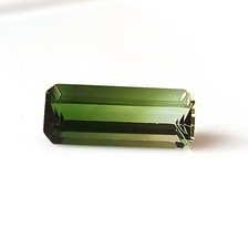 Natural Tourmaline Bi Color 2.20 Carat Emerald Cut Faceted Gemstone 5X12.4 MM