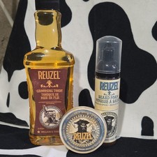 Reuzel Grooming Tonic, Beard Foam Wood  Spice 2.36oz  Beard Balm 1.3oz Set