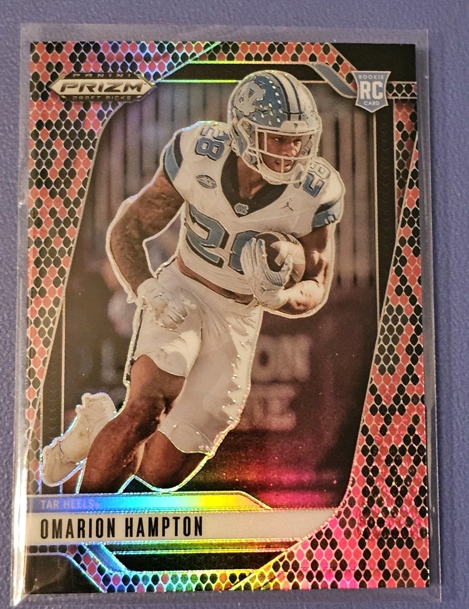 2025 Prizm Draft Pick- Omarion Hampton SSP Snakeskin Refractor RC UNC #74