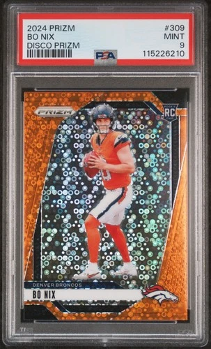 2024 Panini Prizm Bo Nix Orange Disco Prizm PSA 9 COLOR MATCH