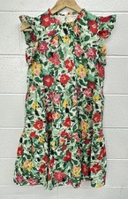 THML Bright Floral Ruffle Cap Sleeve Summer Cotton Dress / Women’s Large