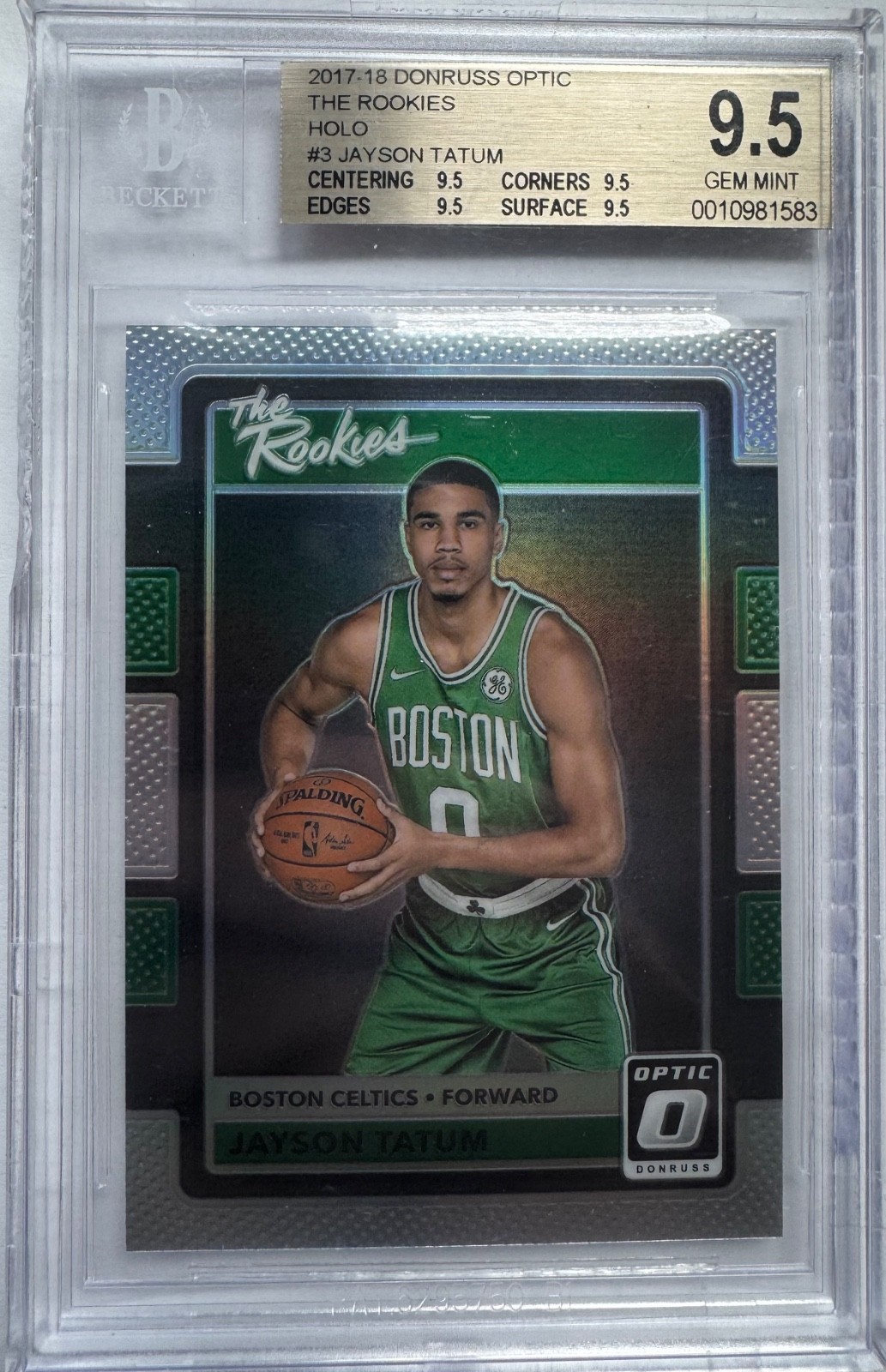 2017-18 Panini Donruss Optic - The Rookies Jayson Tatum #3 Holo Prizm RC BGS 9.5
