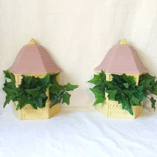 Vintage 1989 Burwood Products #2973 Pink Pair of Gazebos Wall Pockets 3D 