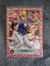 Christian Yelich 2022 Topps Holiday #HW185 Red Metallic 32/99 - Brewers Star!