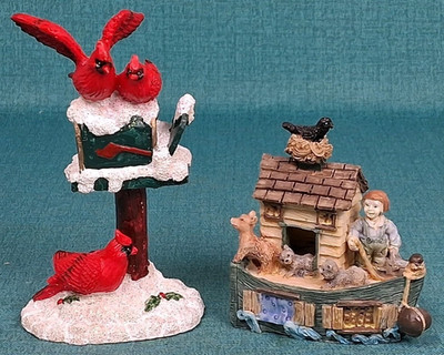 K s Collection 2 Figurines - Christmas Cardinals on Mailbox / Noah's Ark