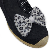 Gray Color Bow Shoe Clips Leopard Print, 2 pcs