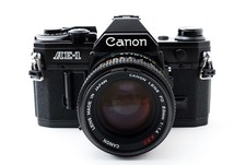 Canon AE-1 Black 35mm Film Camera 50mm F1.4 S.S.C Lens Near Mint From JAPAN