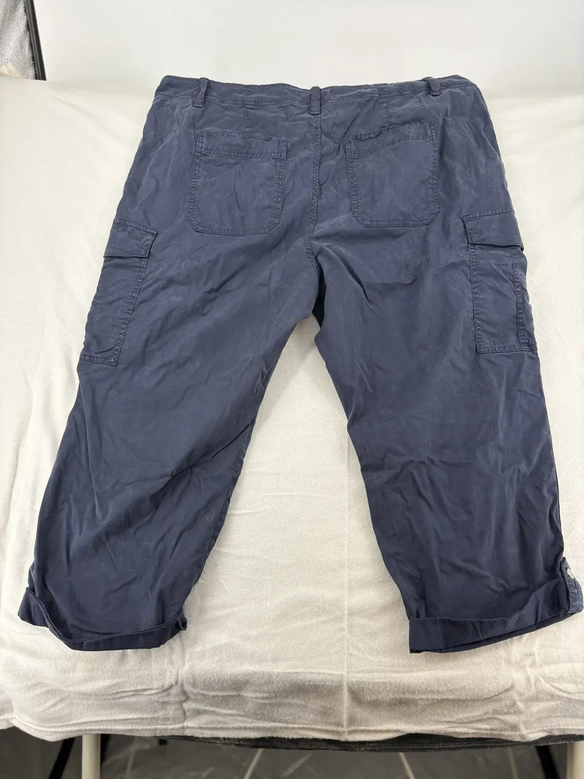 M&S Womens Cargo Trousers UK 22 Regular Navy Blue Cropped Utility Combat Pants image 7