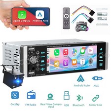 Single 1Din 5" Touch Screen Car Stereo Bluetooth Radio Apple/Android Carplay Cam