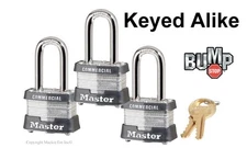 Master Lock Padlock- Three (3) Keyed Alike Locks 3NKALF-3 w/Bump Stop Technology