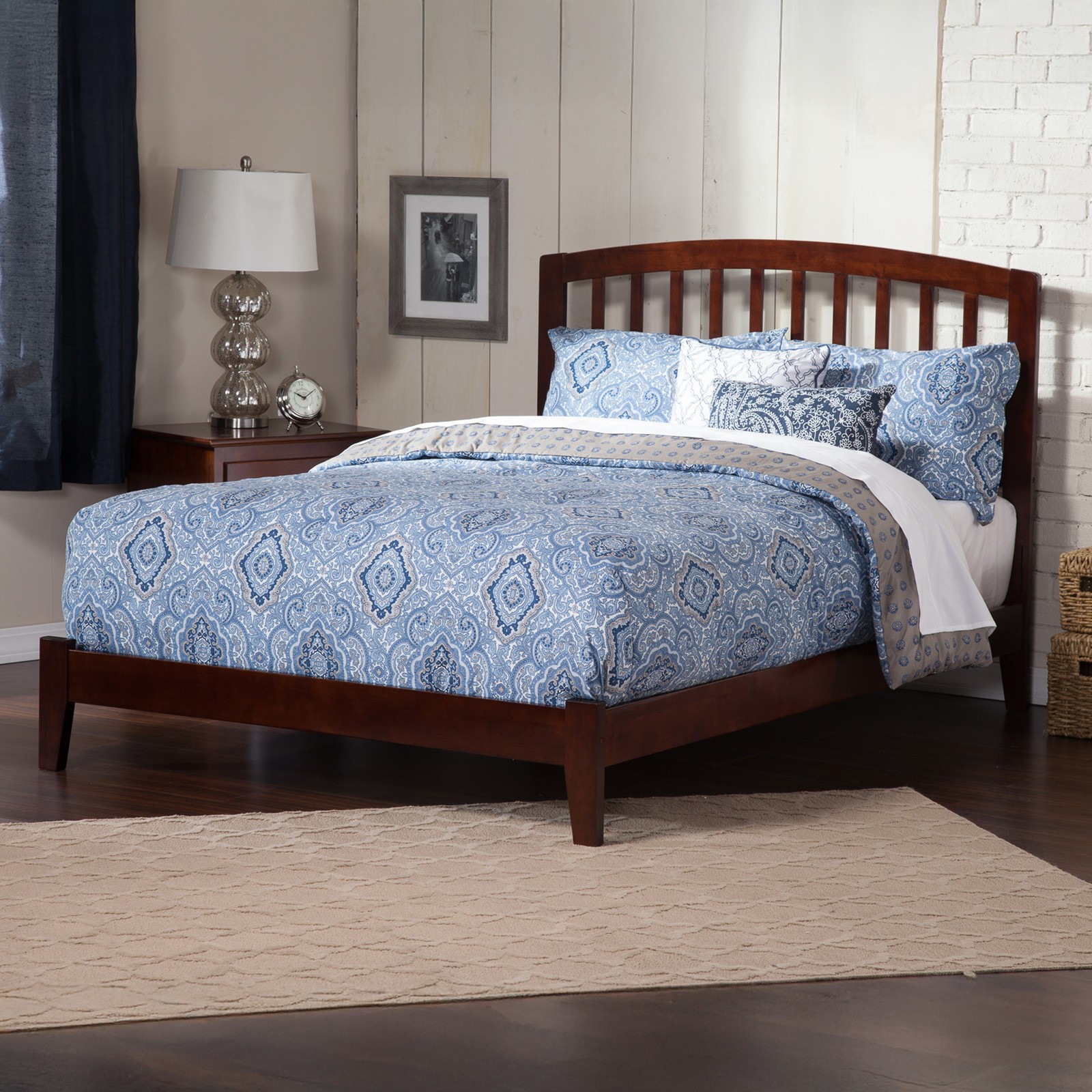 Richmond Queen Solid Wood Foundation Bed in Walnut
