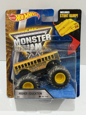 HIGHER EDUCATION Monster Jam Truck w/ MUD TREADS 1:64 2016 STUNT RAMP Hot Wheels