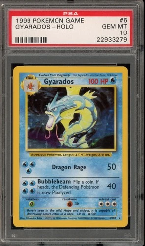 Pokemon Gyarados Base Set Unlimited Holo Rare #6 PSA 10 Gem Mint