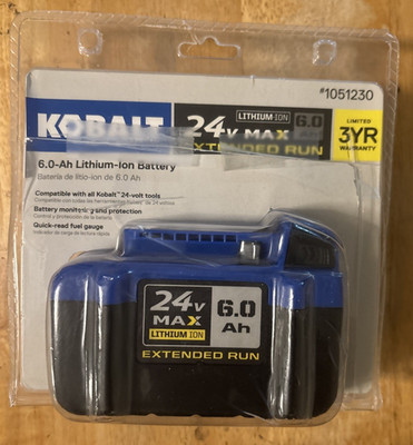 Kobalt Max Extended Run 24V Lithium Ion 6.0Ah Battery (1051230)... FREE S&H!
