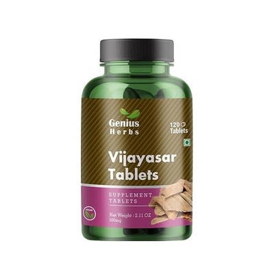 Genius Herbs Vijayasar 120 Tablets 1000 mg Per Serving | Malabar kino