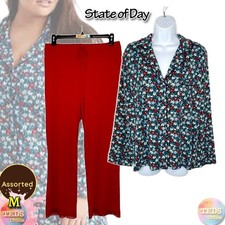 NWT State of Day Women's M Notched-Collar Modal Pajama Set Assorted