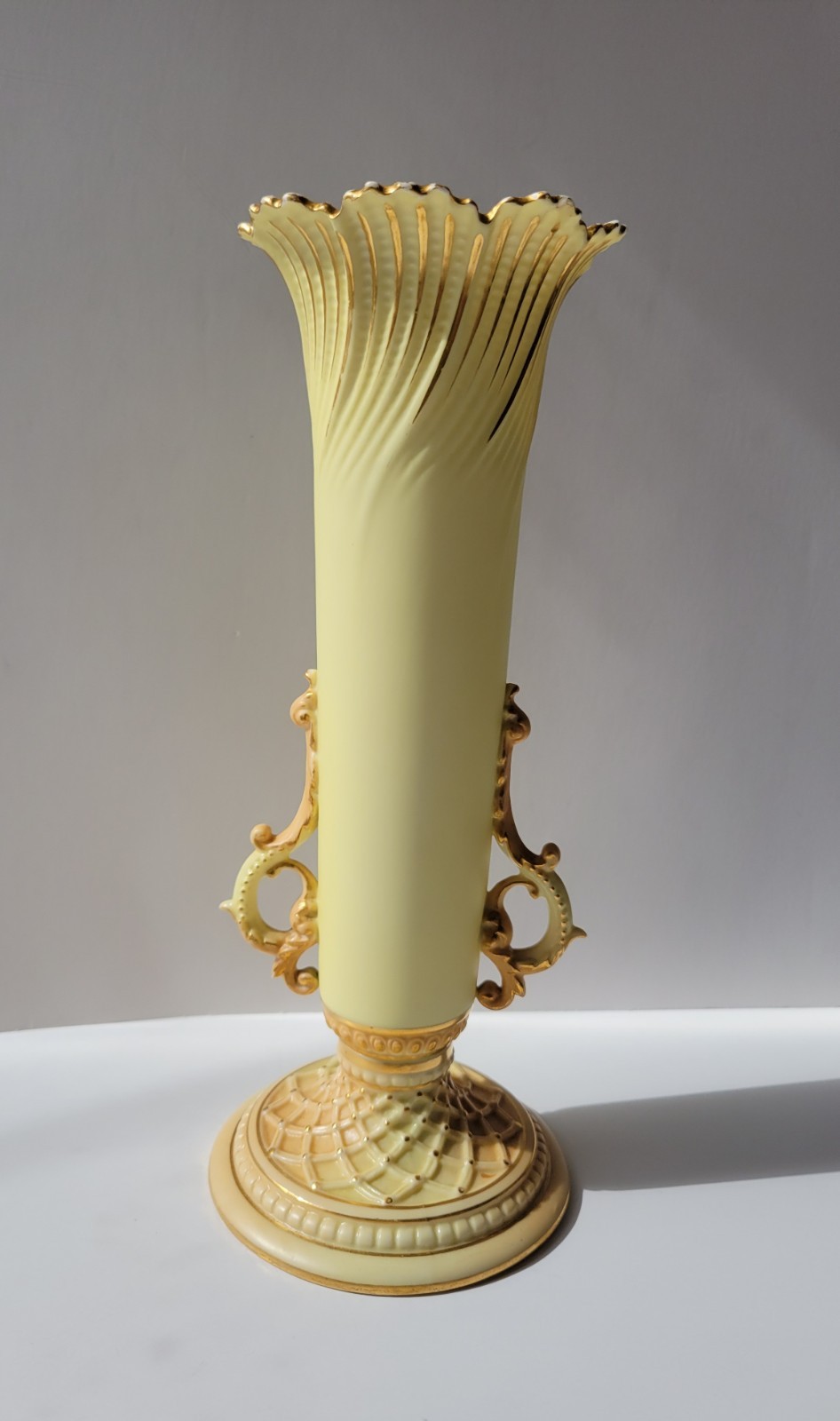 Antique Royal Worcester Edward Raby Double Handle Vase 1556 9.5" 