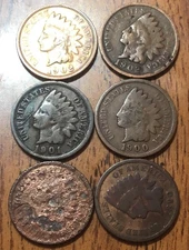 Indian Cents1902x2,1901,1900, 1890, 1 Unknown Actual Penny’s Nice Old Coins Q098
