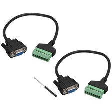 DB9 Female to 8 Pin Screw Terminal Adapter, 9 Pin VGA Extension Cable Pack of 2