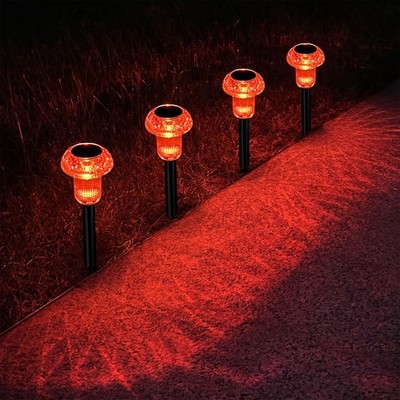 Easter Solar Pathway Lights Outdoor Decorative 4 Pack, Red Solar Lights Outdo...