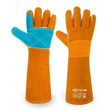 17.7In Cat Gloves, Animal Handling Gloves Bite Proof with Double Leather Pet ...