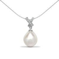 Jewelco London 18 Karat WeißGold 0,04 Karat Diamant Perle Perle V